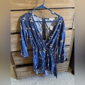 Blue floral playsuit